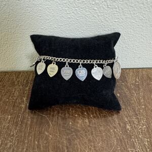 Sterling Silver Beta Epsilon Phi‎ Sorority Heart Charm Bracelet 1960 - 1970